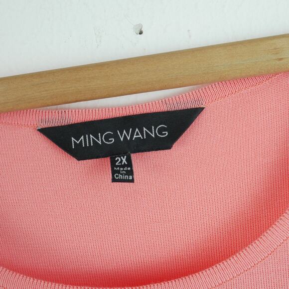 Ming Wang 2X Shell Top Sleeveless Knit Pink Spring Career Classic Staple Blouse - Picture 2 of 6